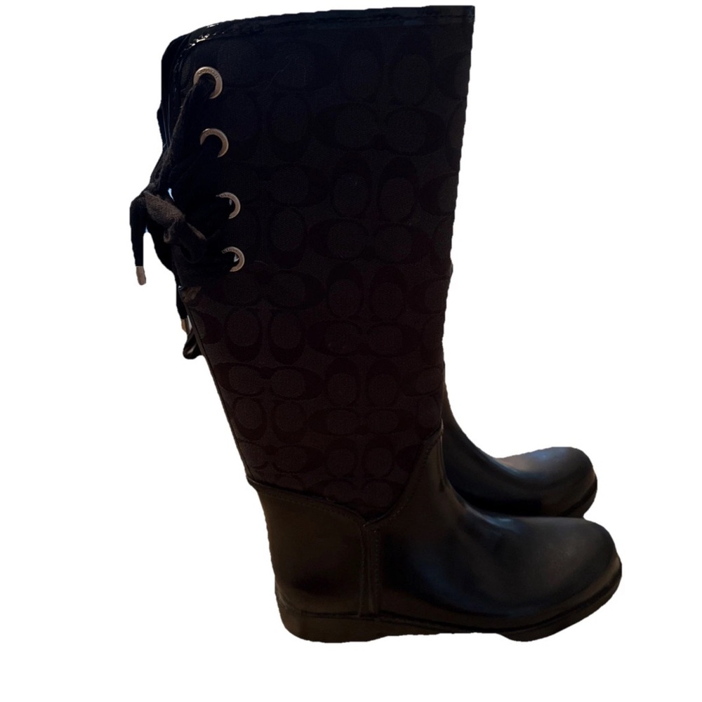 Coach Black Lace-Up Knee-High Boots Size 7